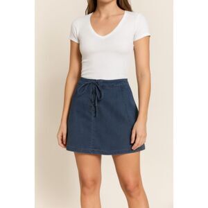 Guess Denim Mini Skirt Womens 27 Blue Stretch Jean Short Tie Front